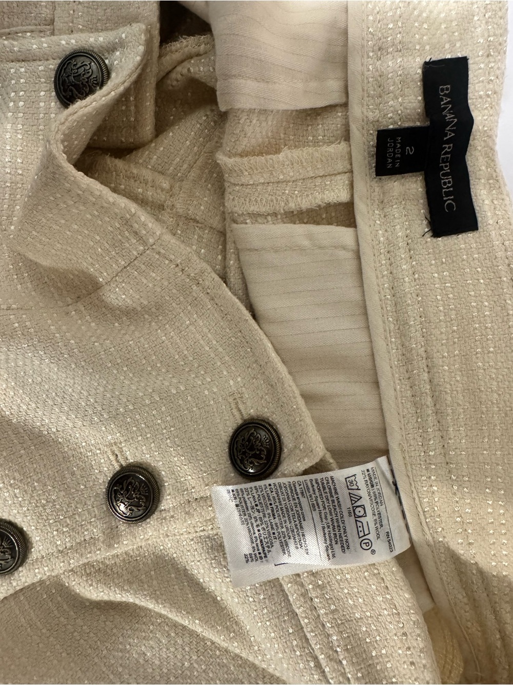Vintage Banana Republic Cream Tweed Hi Rise Shorts Old Money Coastal Chic Size 2 - Picture 8 of 8